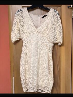 Ark & Co Cream Lace V-Neck Mini Dress